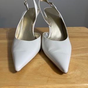 White Sling back heels
